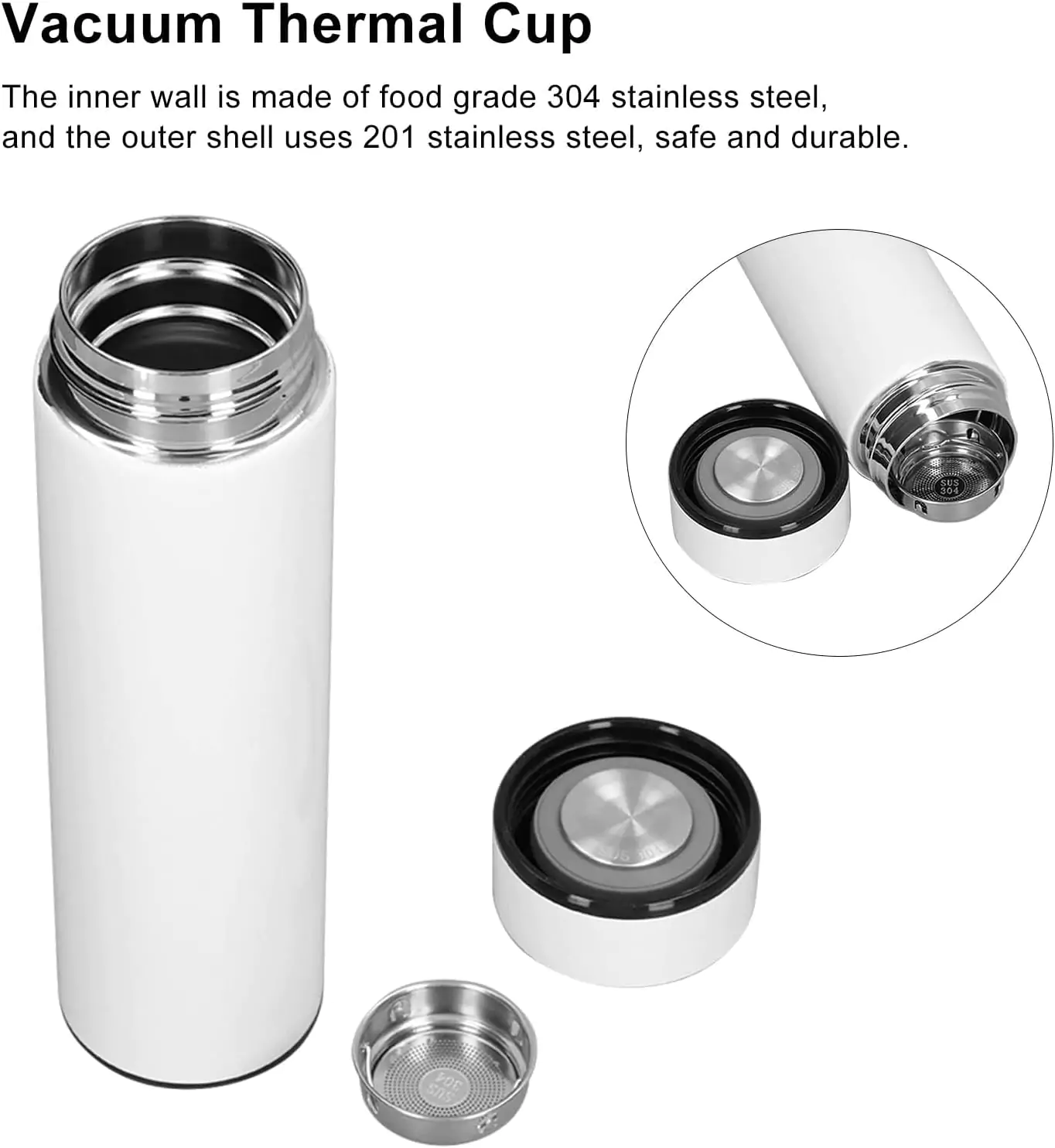Stainless Steel Insulated Thermal Bottle – 750ml with Tea Infuser, Ideal for Travel & Outdoor Use - Image 3
