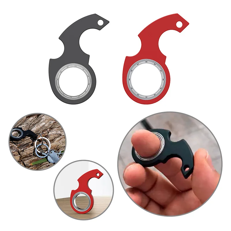 Stress Relief Spinner Ring Keychain – Boredom and Anxiety Relief, Spinning Toy – Black - Image 2
