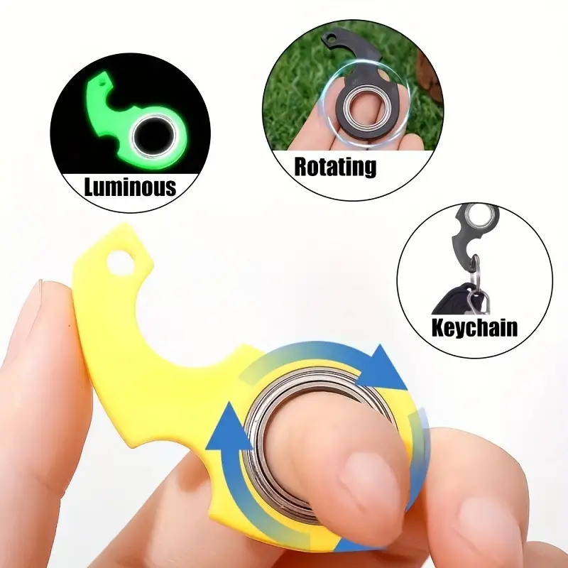 Stress Relief Spinner Ring Keychain – Boredom and Anxiety Relief, Spinning Toy – Black - Image 3