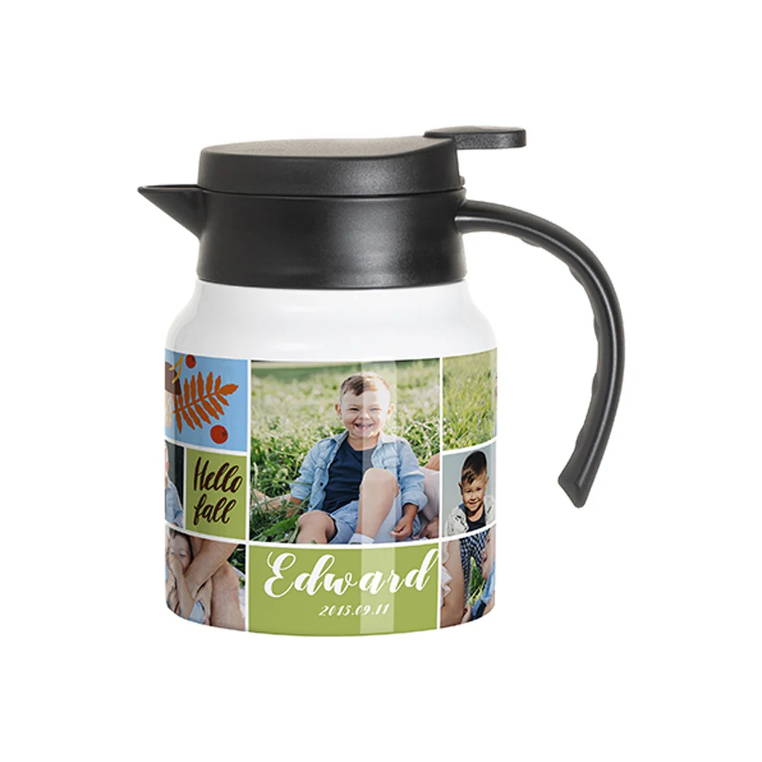 Sublimation Blanks Stainless Steel Coffee Pot w/ Black Handle& Lid – 32oz / 1000ml / White - Image 2