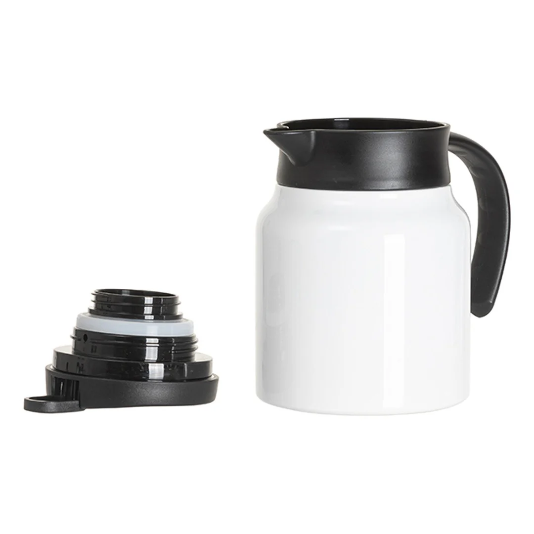 Sublimation Blanks Stainless Steel Coffee Pot w/ Black Handle& Lid – 32oz / 1000ml / White - Image 7