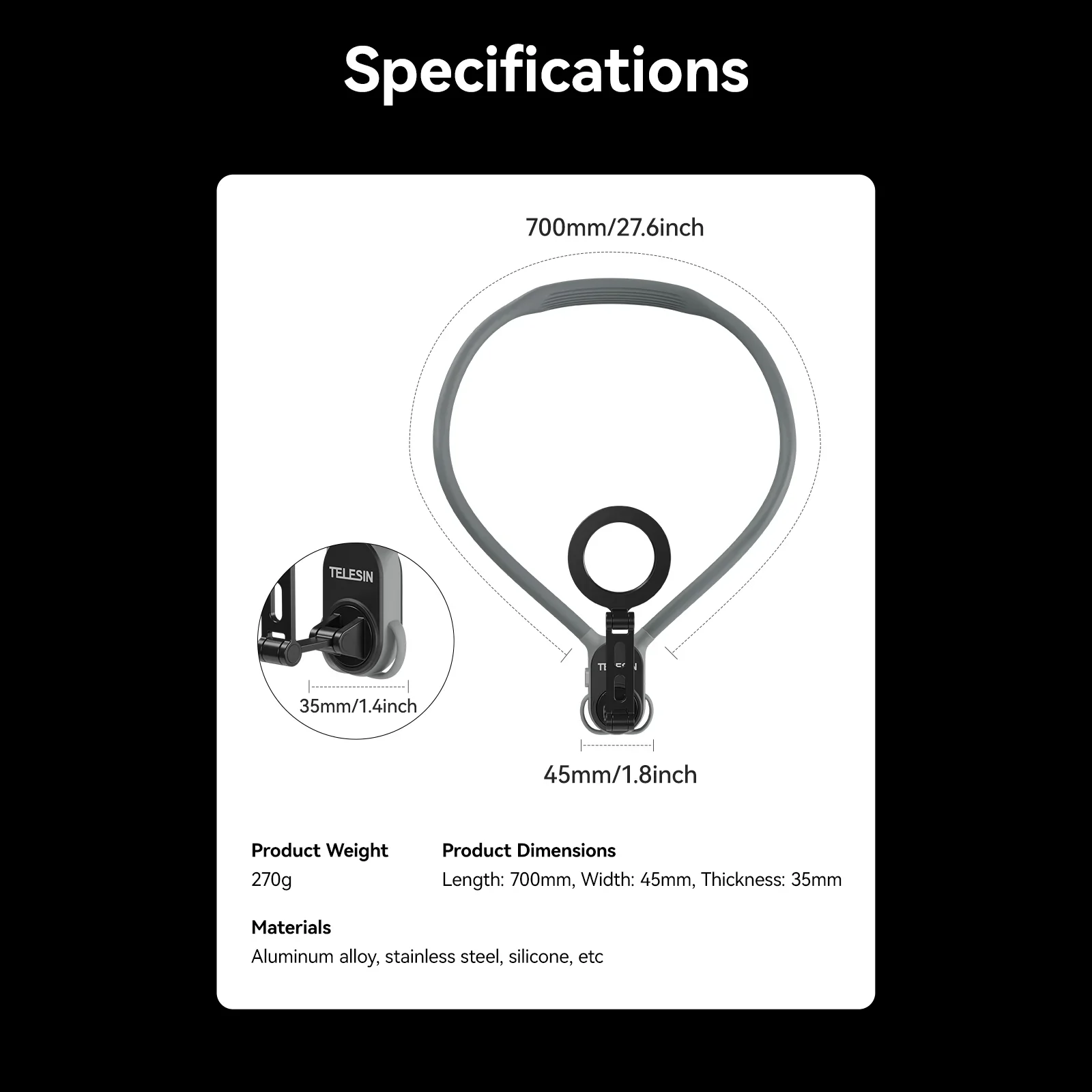 TELESIN Smartphone Magnetic Neck Holder - Image 18