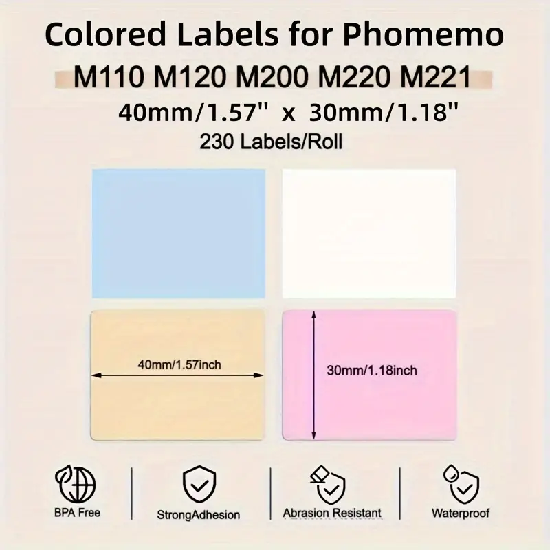 Thermal Label 230 Labels/Roll – Blue/ 40x30mm/ Compatible with M110/M120/M200/M220/M221 Label Printers - Image 2