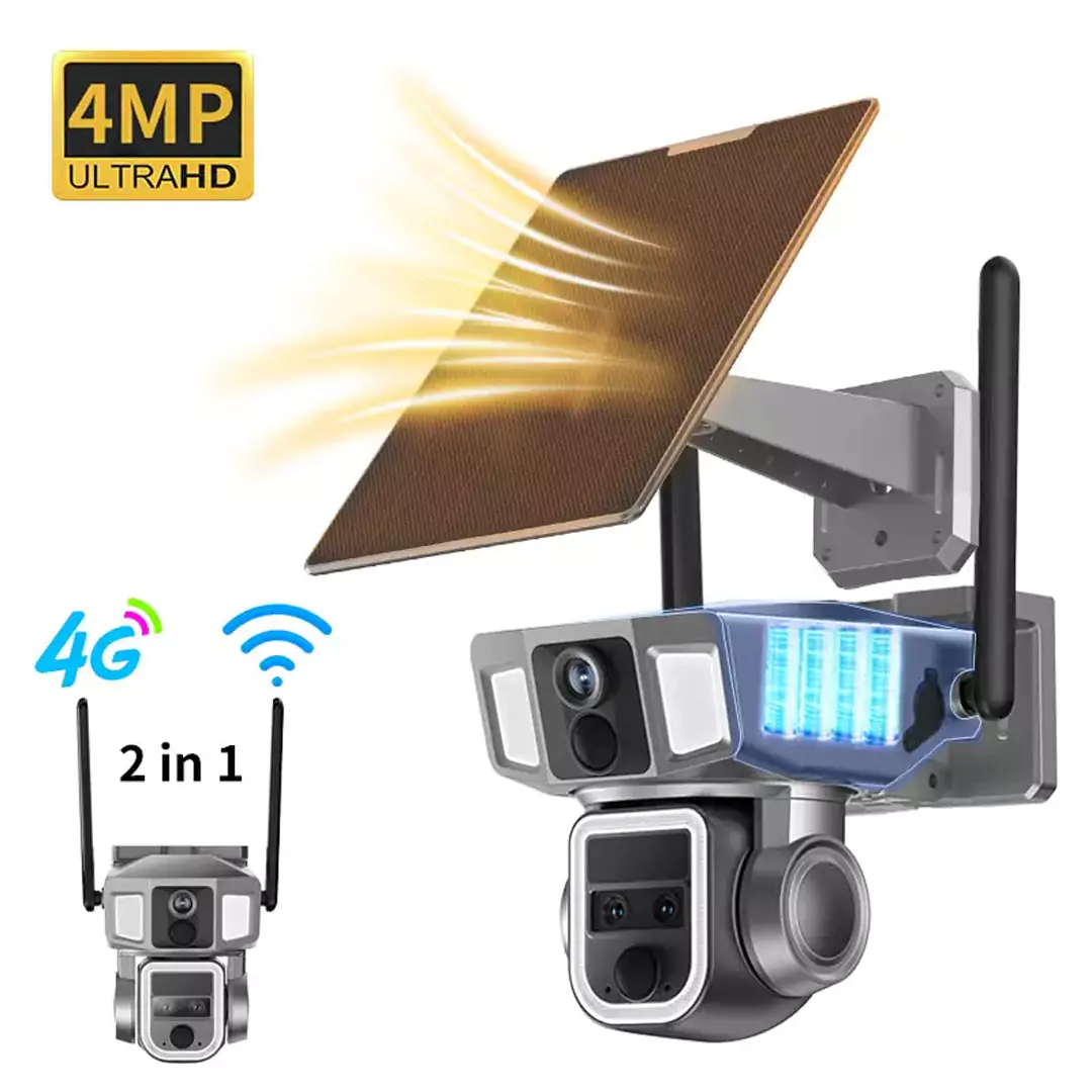 Triple-Lens 4G & Wi-Fi Solar-Powered Security Camera - Image 6
