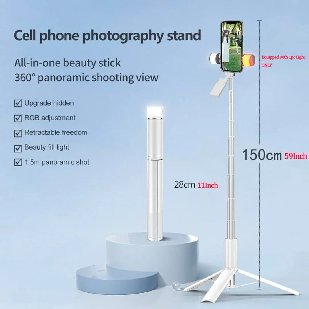 Adyss A900 Tripod Selfie Stick with Remote and RGB Light – 59 Inch - Image 5