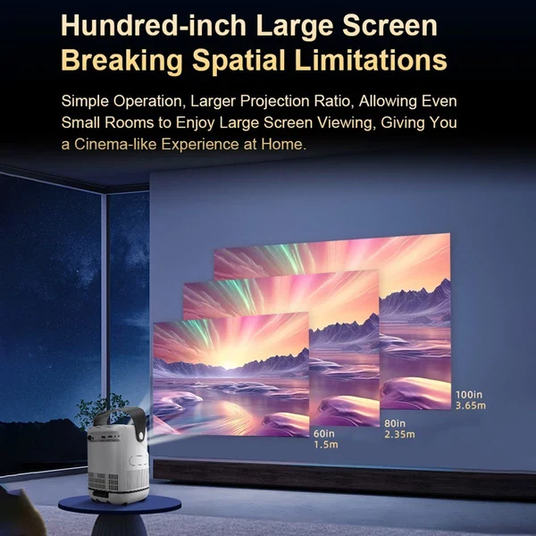 TZ-2 1080P Home Theater Projector – Android 9.0/ 4K Support/ Auto Focus/ 100" Display/ 180° Flip Base - Image 14