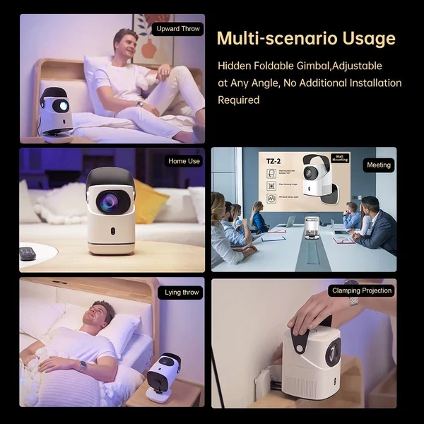 TZ-2 1080P Home Theater Projector – Android 9.0/ 4K Support/ Auto Focus/ 100" Display/ 180° Flip Base - Image 19