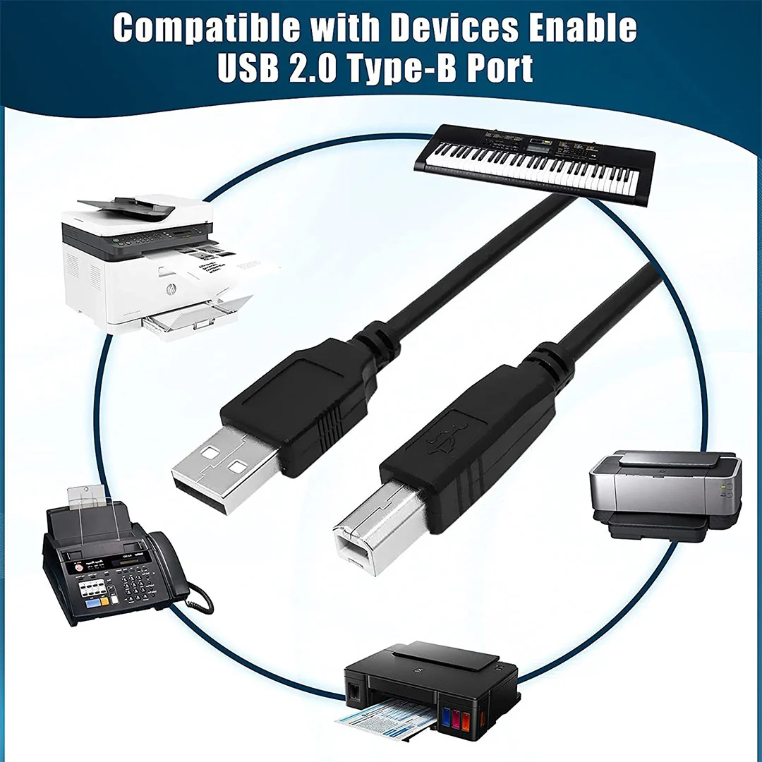 USB 2.0 Printer Cable, USB A to Male To USB B 2.0 Cable Cord – 3 Meter - Image 4