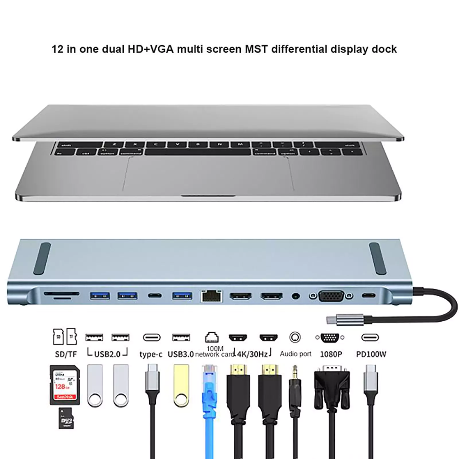 12-in-1 USB-C Multifunctional Docking Station Hub Adapter - BYL-2003U2 - Image 4