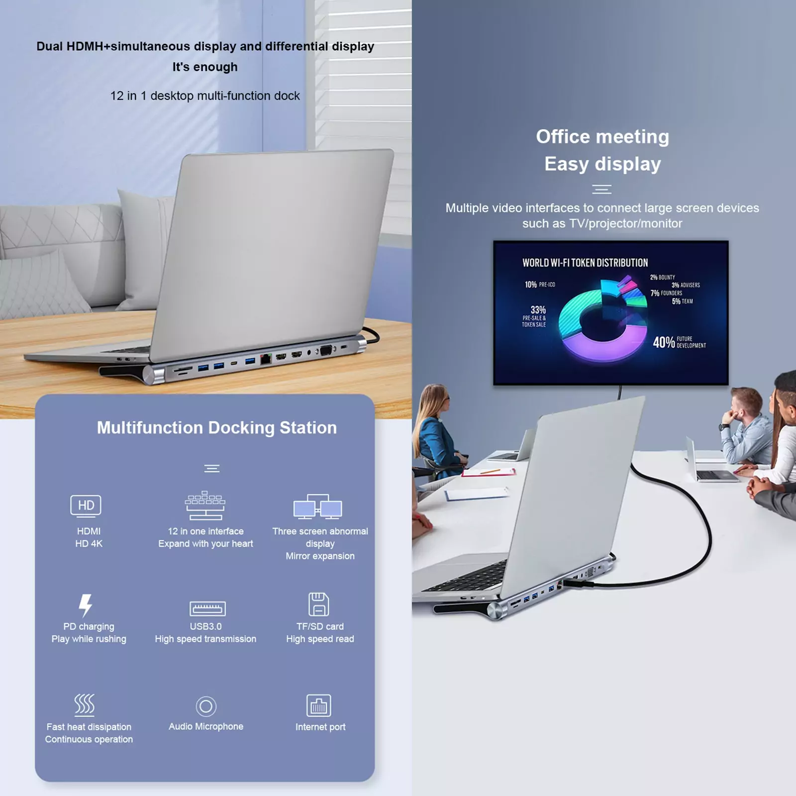 12-in-1 USB-C Multifunctional Docking Station Hub Adapter - BYL-2003U2 - Image 6