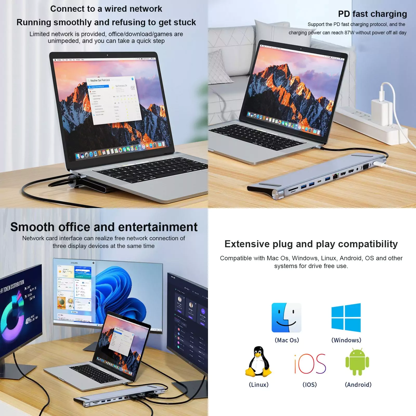 12-in-1 USB-C Multifunctional Docking Station Hub Adapter - BYL-2003U2 - Image 9
