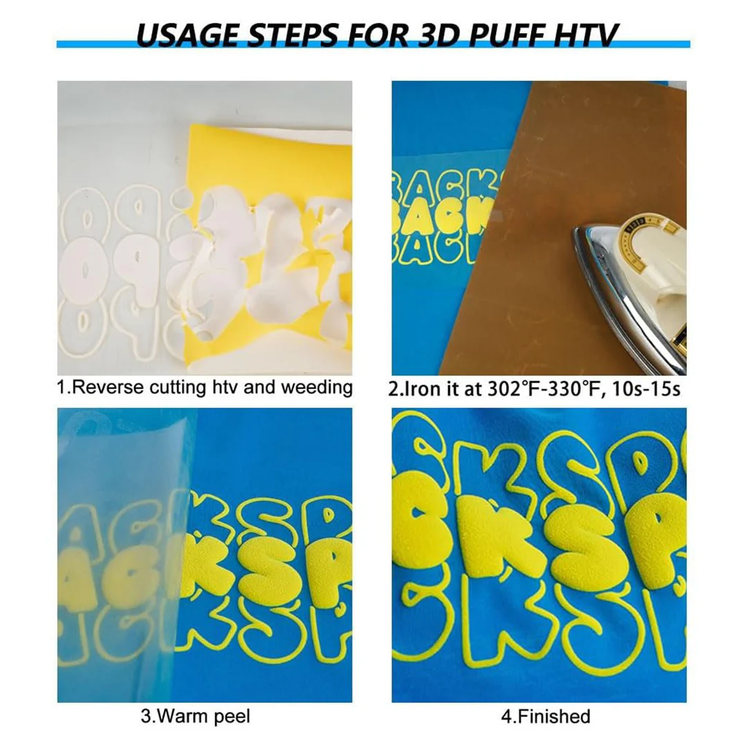 Yellow 3D Puff Vinyl Sticker Roll – 50cm x 1m - Image 3